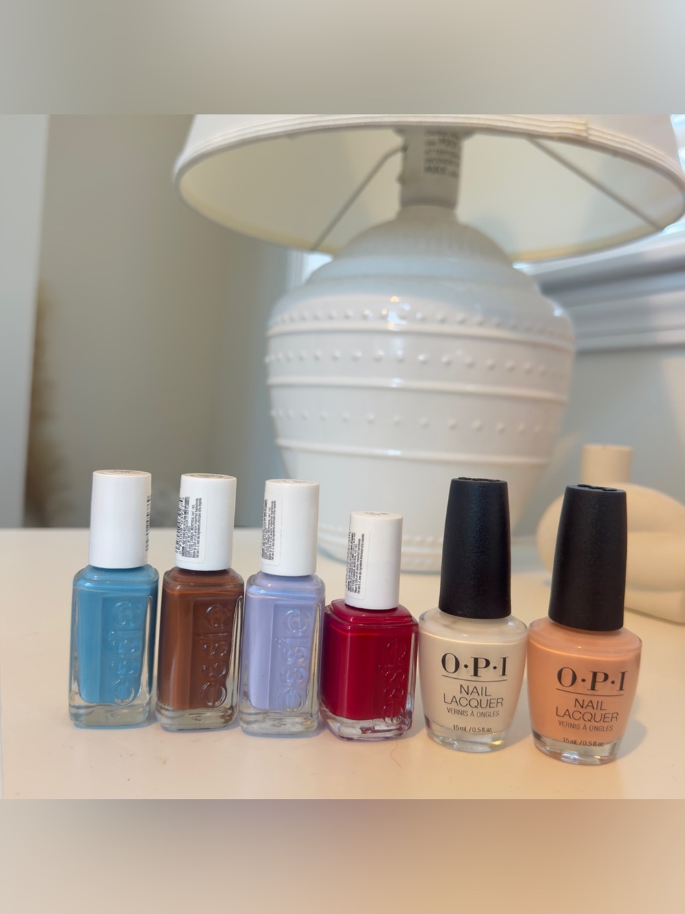 OPI Nail Lacquer Set with Blue, Brown, Lavender, Red, Cream, Peach Shades